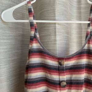 stripe button tie front tank top Hollister